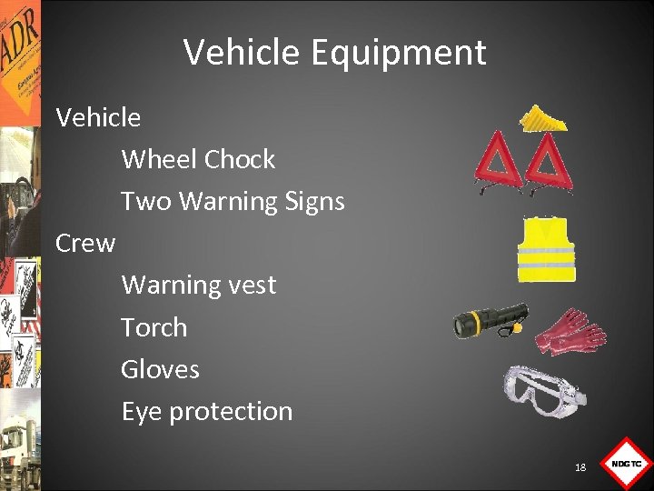 Vehicle Equipment Vehicle Wheel Chock Two Warning Signs Crew Warning vest Torch Gloves Eye