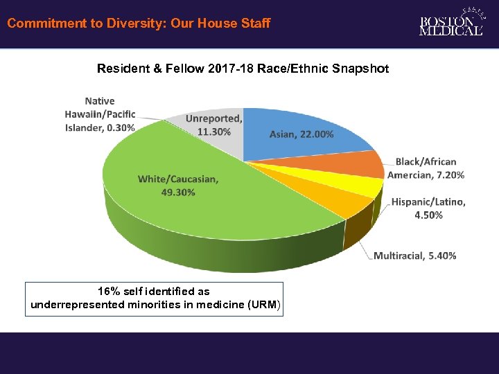 Commitment to Diversity: Our House Staff Resident & Fellow 2017 -18 Race/Ethnic Snapshot 16%