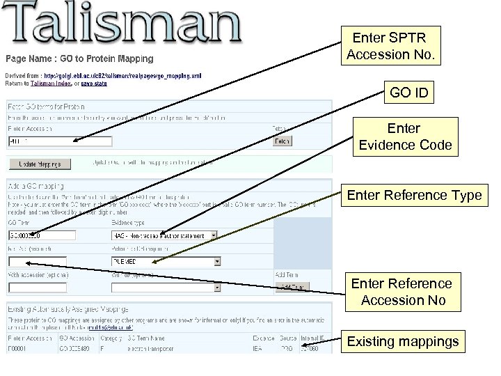 Enter SPTR Accession No. GO ID Enter Evidence Code Enter Reference Type Enter Reference