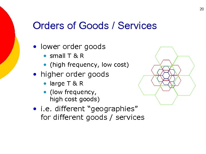 20 Orders of Goods / Services • lower order goods • small T &