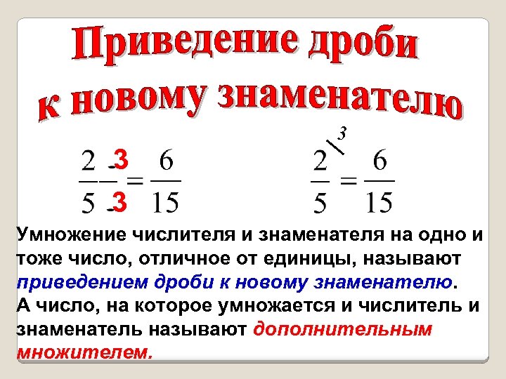 3 3 3 Умножение числителя и знаменателя на одно и тоже число, отличное от