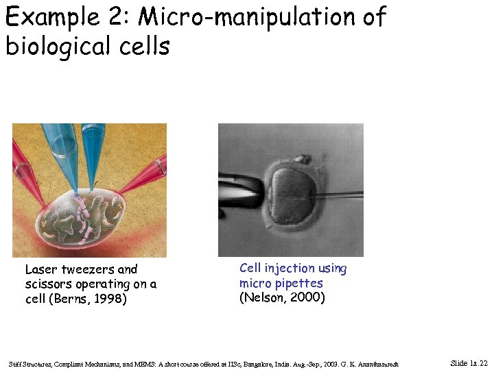 Example 2: Micro-manipulation of biological cells Laser tweezers and scissors operating on a cell