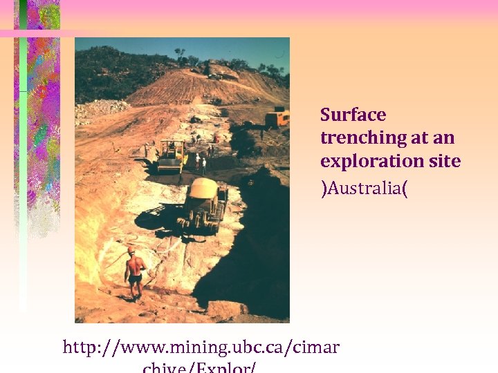 Surface trenching at an exploration site )Australia( http: //www. mining. ubc. ca/cimar 