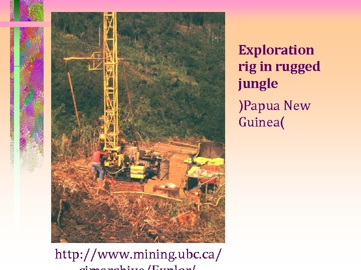 Exploration rig in rugged jungle )Papua New Guinea( http: //www. mining. ubc. ca/ 