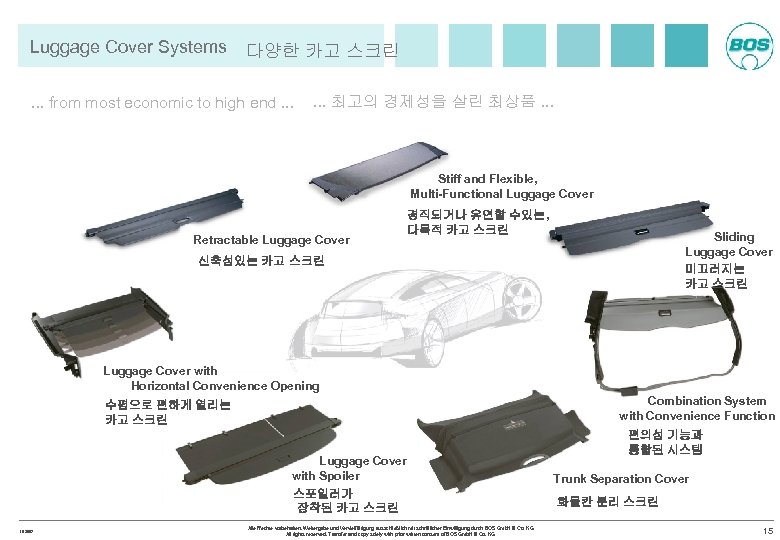 Luggage Cover Systems 다양한 카고 스크린 . . . from most economic to high