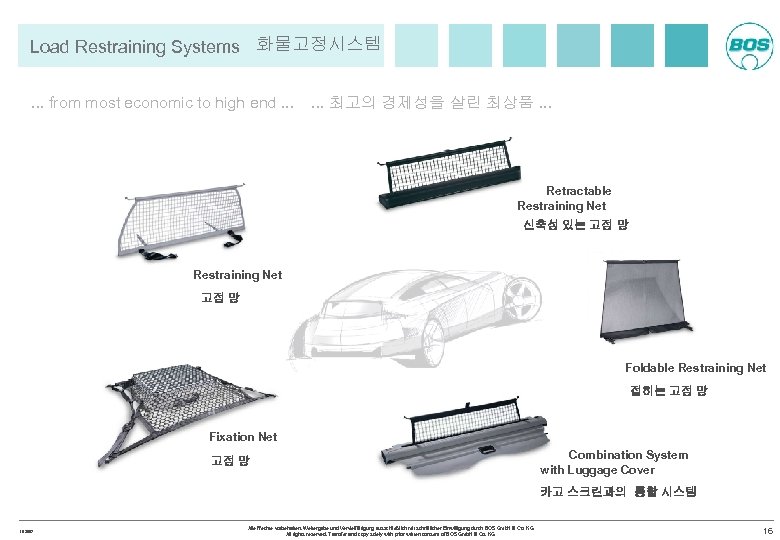Load Restraining Systems 화물고정시스템. . . from most economic to high end. . .