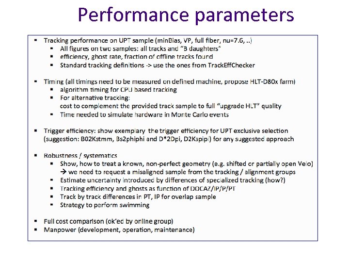 Performance parameters 