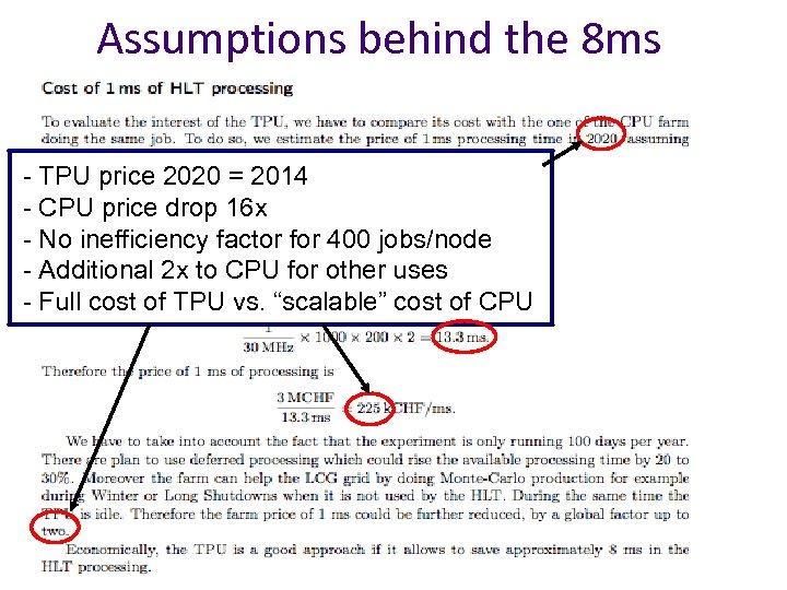 Assumptions behind the 8 ms - TPU price 2020 = 2014 - CPU price