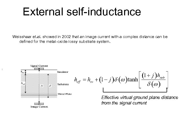 External self-inductance Weisshaar et. al. showed in 2002 that an image current with a