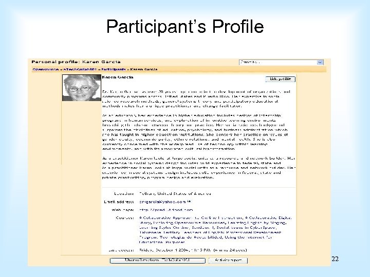 Participant’s Profile 22 