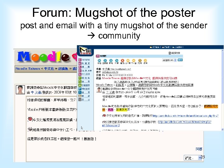 Forum: Mugshot of the poster post and email with a tiny mugshot of the