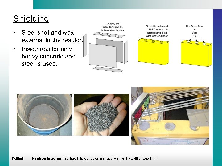 Shielding • Steel shot and wax external to the reactor. • Inside reactor only