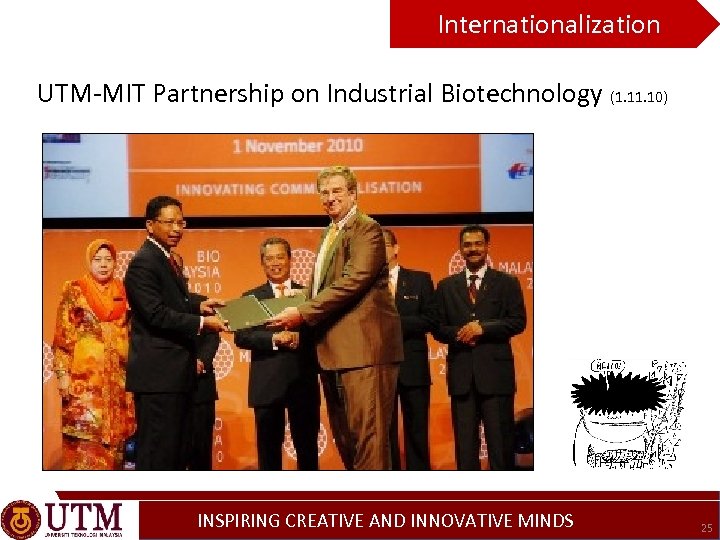 Internationalization UTM-MIT Partnership on Industrial Biotechnology (1. 10) INSPIRING CREATIVE AND INNOVATIVE MINDS 25