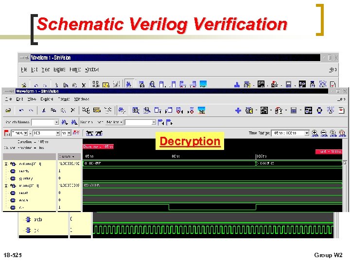 Schematic Verilog Verification Decryption 18 -525 Group W 2 