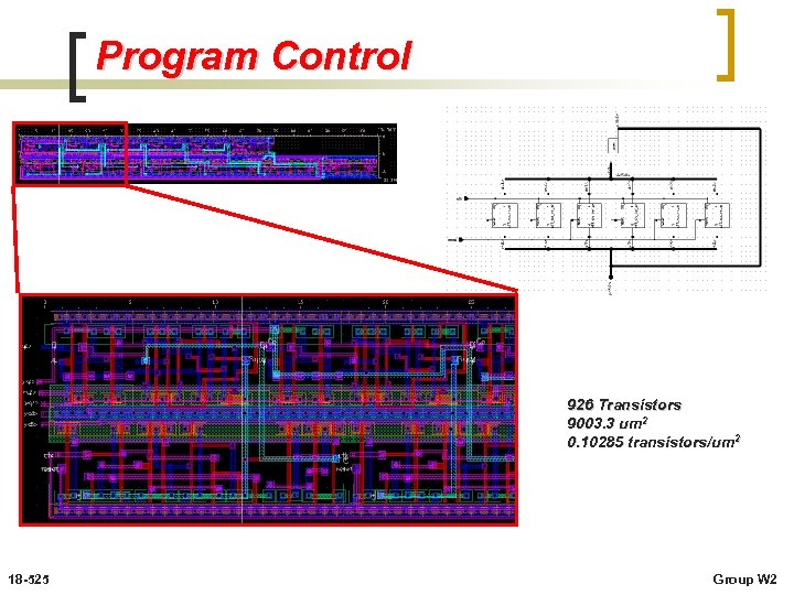 Program Control 926 Transistors 9003. 3 um 2 0. 10285 transistors/um 2 18 -525