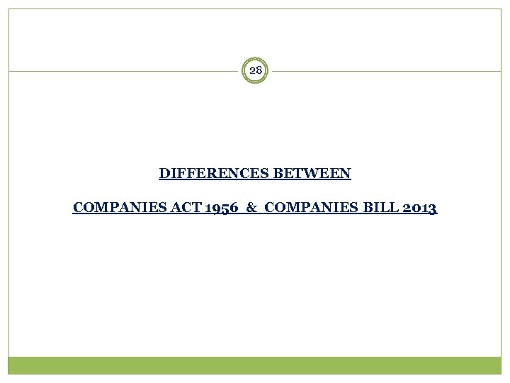 28 DIFFERENCES BETWEEN COMPANIES ACT 1956 & COMPANIES BILL 2013 