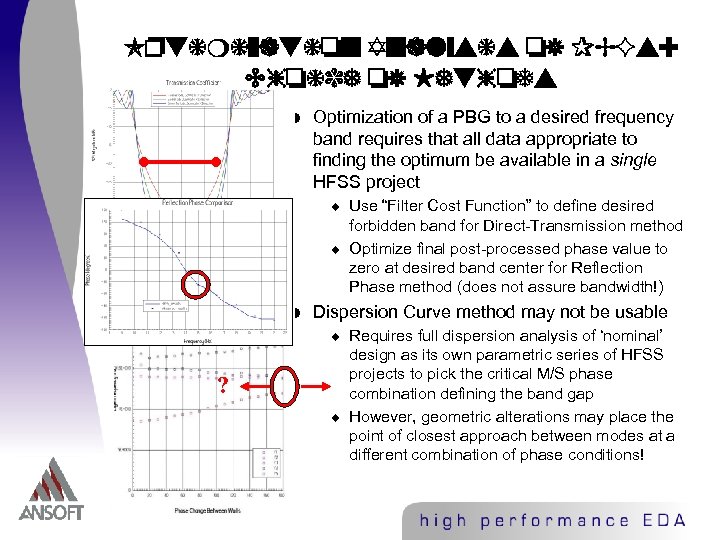 Optimization Analysis of PBGs: Choice of Methods w Optimization of a PBG to a