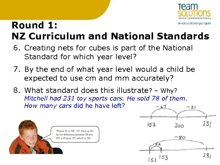Round 1: NZ Curriculum and National Standards 6. Creating nets for cubes is part