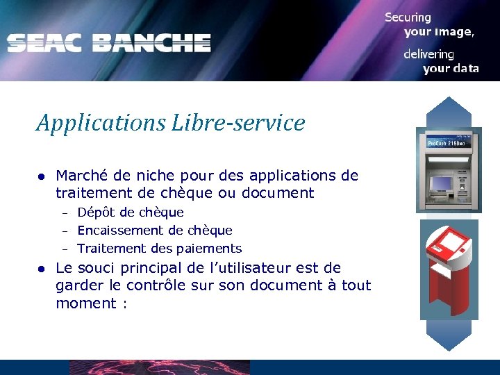 Applications Libre-service l Marché de niche pour des applications de traitement de chèque ou