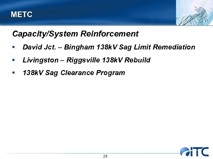 METC Capacity/System Reinforcement § David Jct. – Bingham 138 k. V Sag Limit Remediation