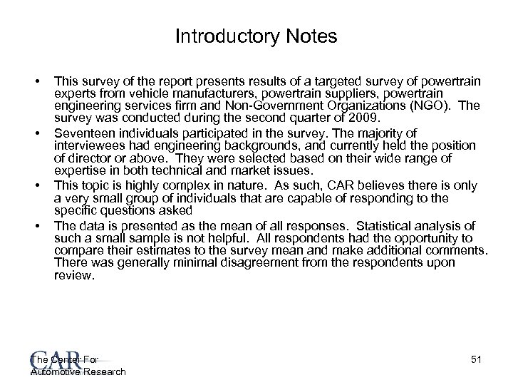 Introductory Notes • • This survey of the report presents results of a targeted
