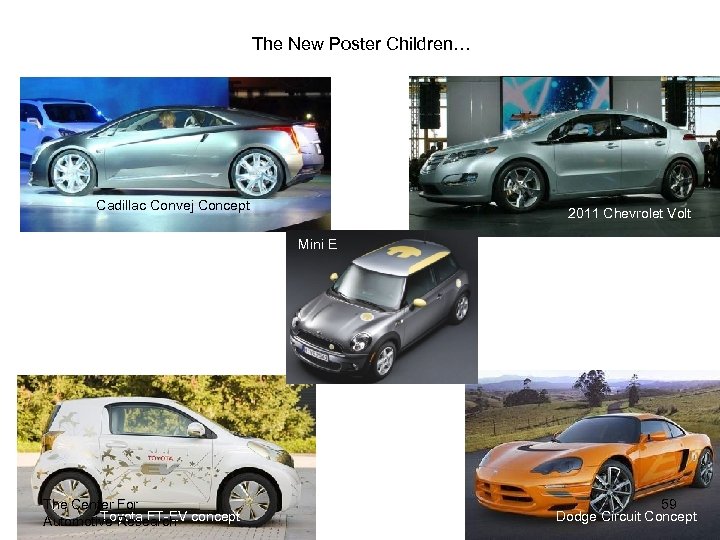 The New Poster Children… Cadillac Convej Concept 2011 Chevrolet Volt Mini E 59 The