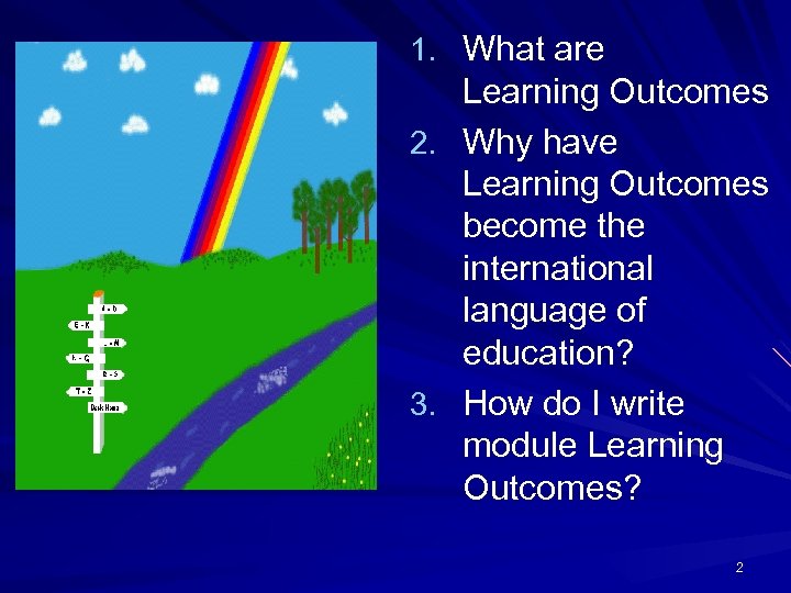 1. What are Learning Outcomes 2. Why have Learning Outcomes become the international language