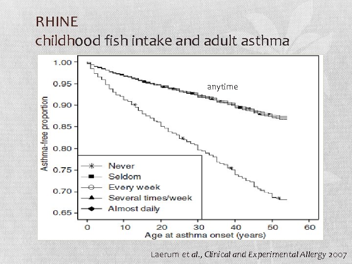 RHINE childhood fish intake and adult asthma anytime Laerum et al. , Clinical and