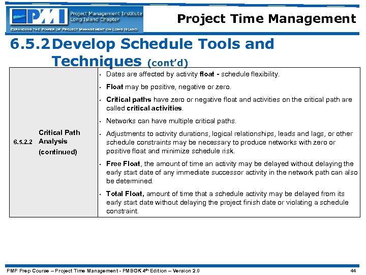 Project Time Management 6. 5. 2 Develop Schedule Tools and Techniques (cont’d) • Dates