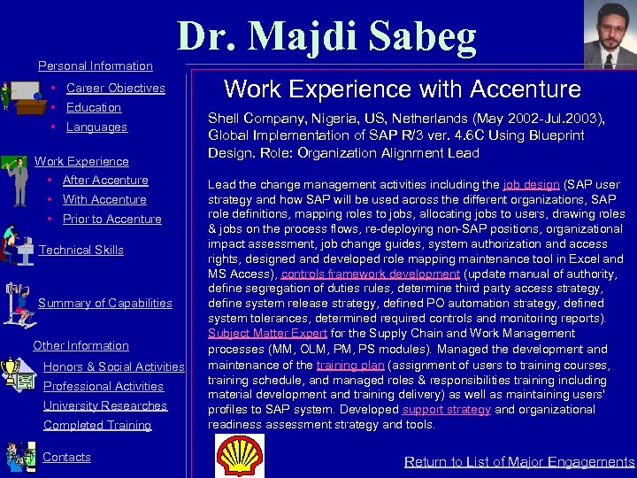 Dr. Majdi Sabeg Personal Information • Career Objectives • Education • Languages Work Experience