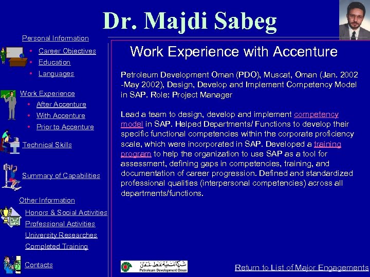 Dr. Majdi Sabeg Personal Information • Career Objectives • Education • Languages Work Experience