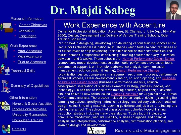 Dr. Majdi Sabeg Personal Information • Career Objectives • Education • Languages Work Experience