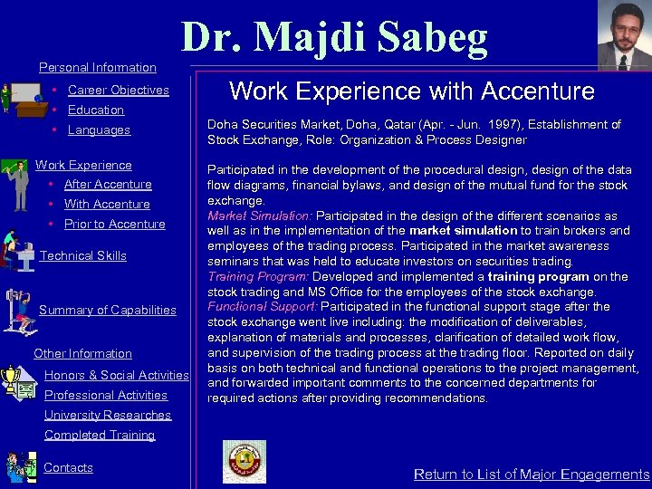 Dr. Majdi Sabeg Personal Information • Career Objectives • Education • Languages Work Experience