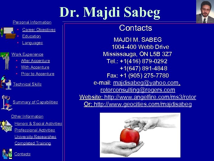 Dr. Majdi Sabeg Personal Information • Career Objectives • Education • Languages Work Experience