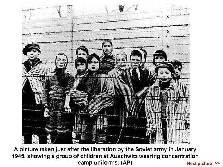 A picture taken just after the liberation by the Soviet army in January 1945,