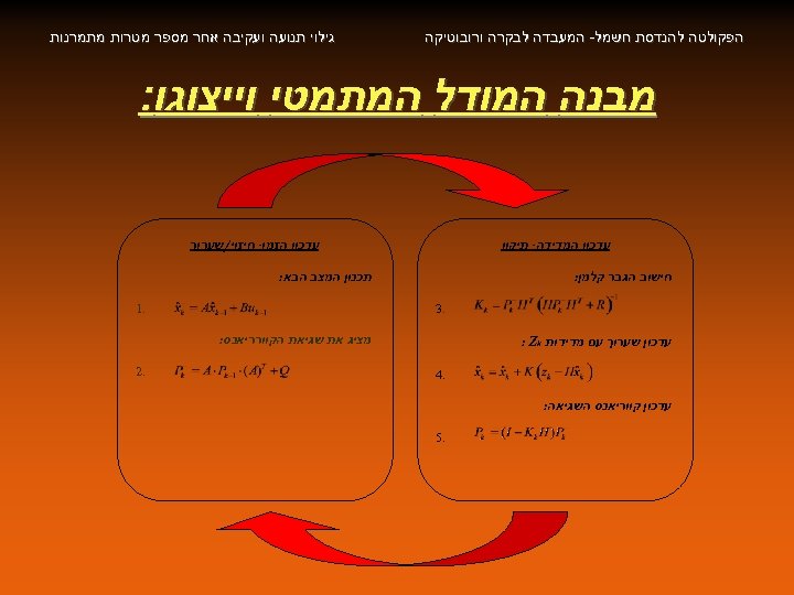  הפקולטה להנדסת חשמל- המעבדה לבקרה ורובוטיקה גילוי תנועה ועקיבה אחר מספר מטרות מתמרנות