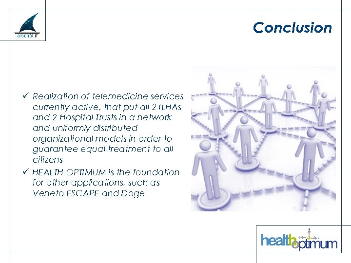 Conclusion ü Realization of telemedicine services currently active, that put all 21 LHAs and