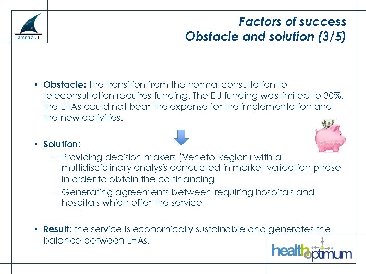 Factors of success Obstacle and solution (3/5) • Obstacle: the transition from the normal