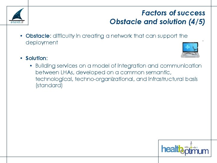 Factors of success Obstacle and solution (4/5) • Obstacle: difficulty in creating a network