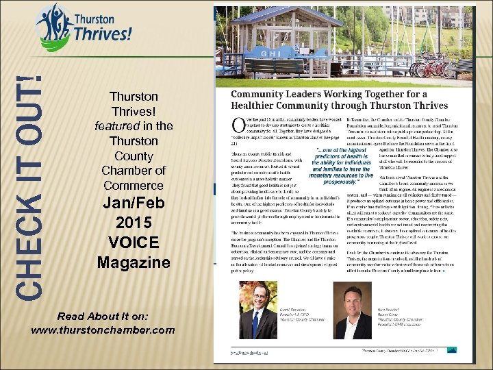 CHECK IT OUT! Thurston Thrives! featured in the Thurston County Chamber of Commerce Jan/Feb