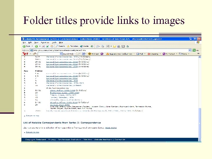 Folder titles provide links to images 