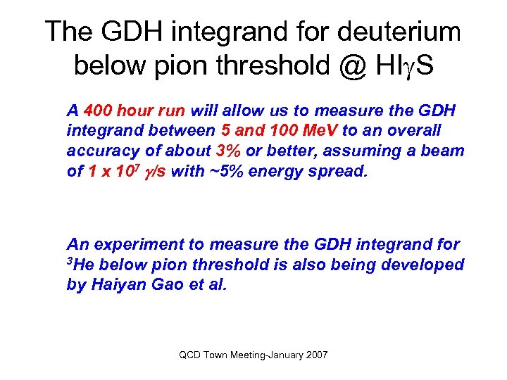 The GDH integrand for deuterium below pion threshold @ HI S A 400 hour