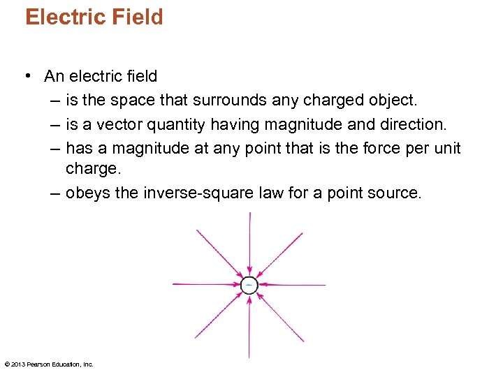Electric Field • An electric field – is the space that surrounds any charged