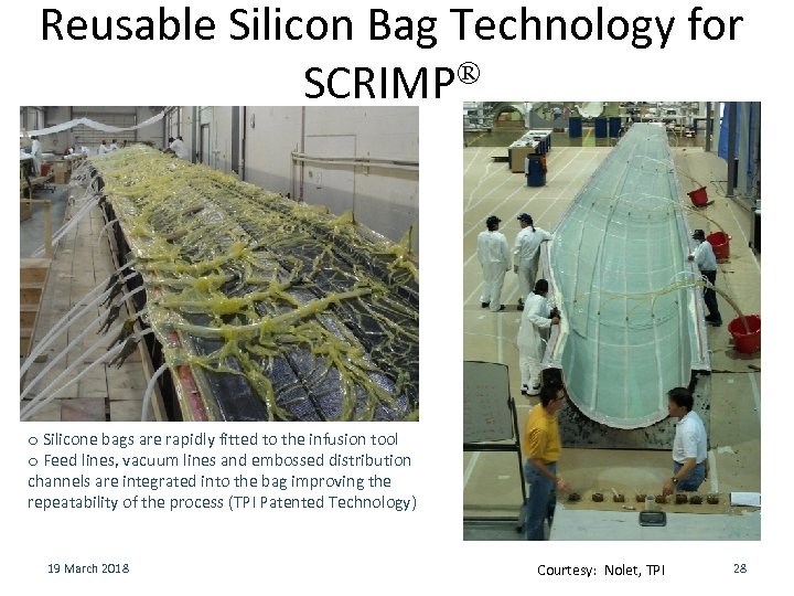 Reusable Silicon Bag Technology for ® SCRIMP o Silicone bags are rapidly fitted to