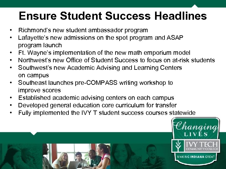 Ensure Student Success Headlines • Richmond’s new student ambassador program • Lafayette’s new admissions