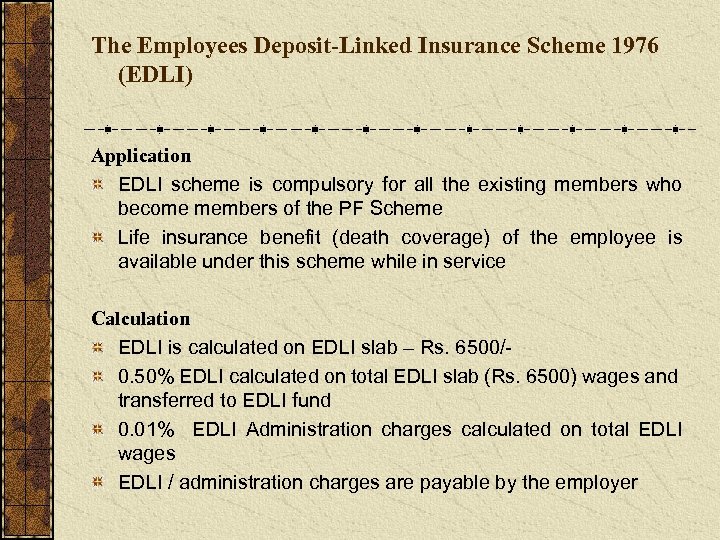 The Employees Deposit-Linked Insurance Scheme 1976 (EDLI) Application EDLI scheme is compulsory for all