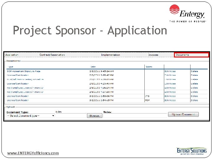 Project Sponsor - Application www. ENTERGYefficiency. com 