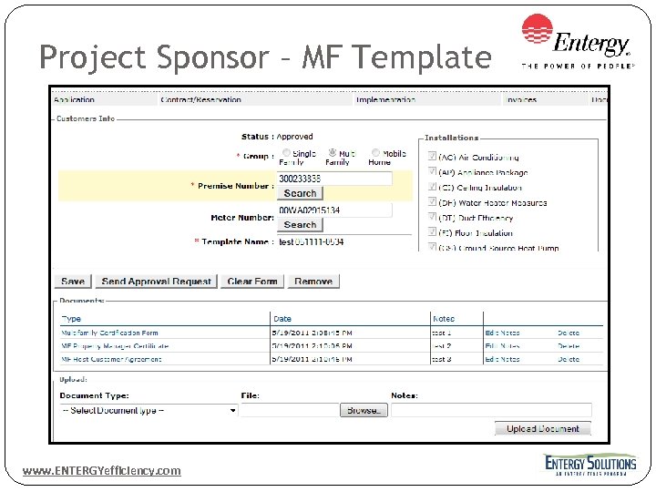 Project Sponsor – MF Template www. ENTERGYefficiency. com 