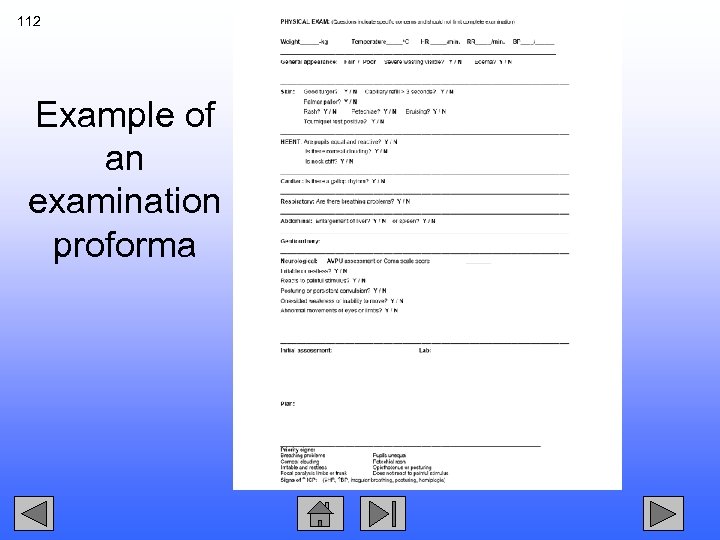 112 Example of an examination proforma 