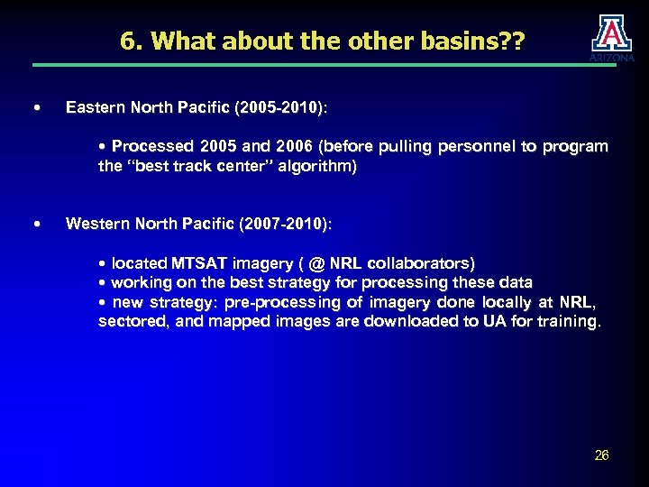 6. What about the other basins? ? • Eastern North Pacific (2005 -2010): •
